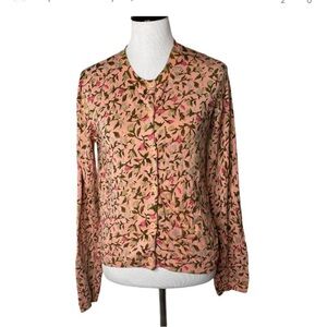 Diane Von Furstenberg Cardigan Sweater Floral Pattern Silk Blend Women Size S